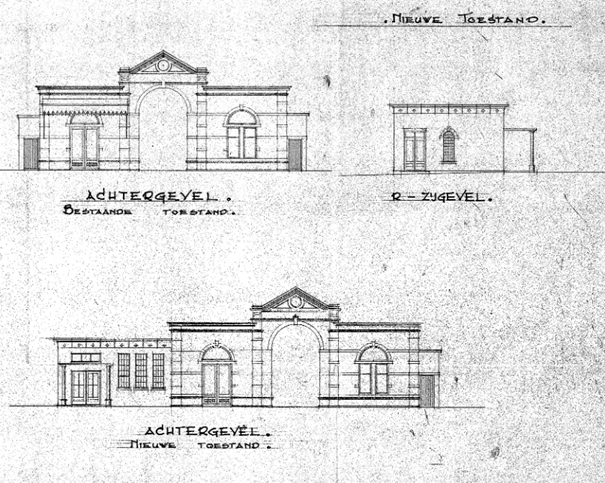 Bouwtekening Vergroting Aula begraafplaats Rustoord door architect van Eldik