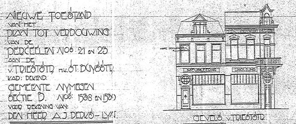 Verbouwing winkelhuis A.J. Derks-Lijn architect Zwanikken 1929