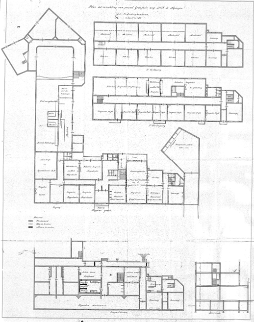 Plan tot inrichting van perceel Graafsche weg 31-35 te Nijmegen tot Belastingkantoren,
Bouwdossier D12.387126 gedateerd op 21-12-1922