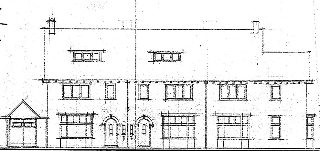 Plan van 3 woningen aan de Oude Heesschelaan hoek Prinsenlaan voor de weled. heren L. Veen Zeigelbaan 67 en J.S. Kauver (of Kauwer?) van Peltlaan 159 allen te Nijmegen (D12.402795 Detail)
