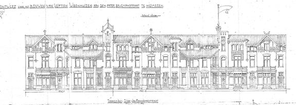 Bouw 15 woonhuizen aan de Pater Brugmanstraat architect Willem Hoffmann, Zijde van Rosendaelstraat