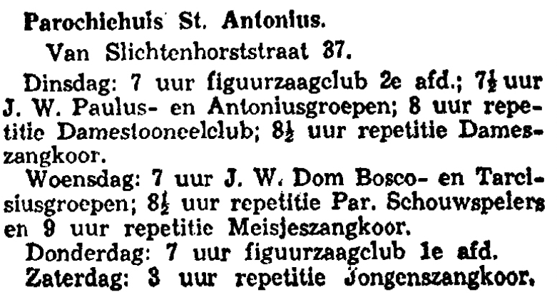 Agenda Parochiehuis St. Antonius (De Gelderlander 21/7/1936)