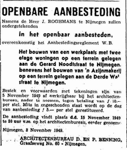 Openbare aanbesteding Roghmans Architectenbureau Benning