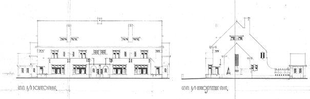 Ontwerp vier Heerenhuizen a/d Borneostraat te Nijmegen, v/d Weled Heer A.J.W. Grandjean aldaar, architecten Meerman en van der Pijl, bouwaanvraag 21-1-1934 (D12.400333)