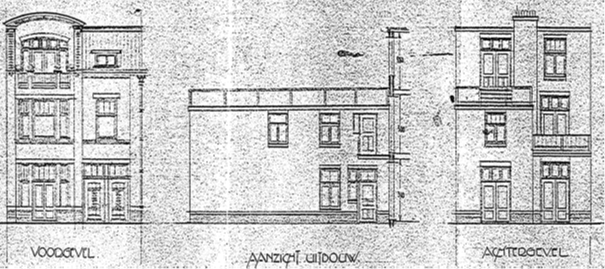 Plan voor het bouwen van een beneden en bovenhuis a/d Slichtenhorststraat te Nijmegen Voor rekening van den Weled. Heer J.M. Tesser (D12.389108) architect Arntz