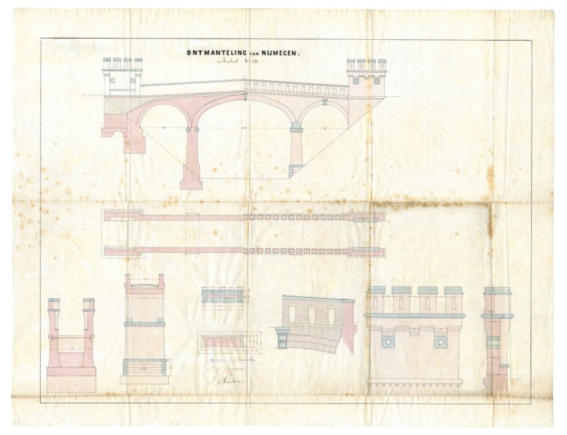 Bestektekening voetbrug Hunnerpark, Weve, 1883, (KPU-189  RAN)