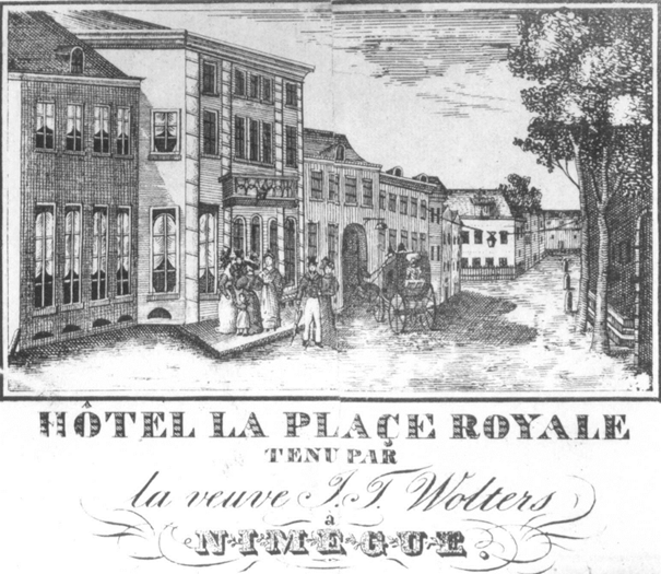 Een gravure van Hotel "La Place Royale", 1860 (F32120 RAN)