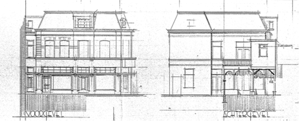 Plan 1 a 100 tot verandering en uitbreiding van een perceelsgedeelte aan de St Annastraat No 55 Te Nijmegen, perceel Kadastraal Bekend Gem. Nijmegen Sectie B No. 1260, De winkelpui, wyziging van de gevel en afsluiting zyde Franschestraat volgens nader over te leggen detailleering, H.M. Zoetmulder, datum tekening Febr ’31 (D12.397577).