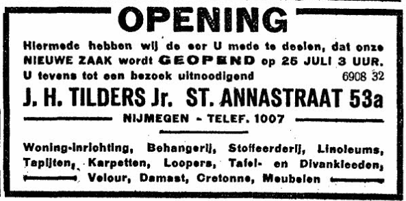 Advertentie opening Tilders (De Gelderlander 24/7/1931)