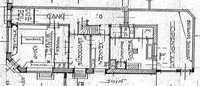 Indeling St. Annastraat no 55 Ontwerp tot veranderen van het perceel gedeelte B Kad. bekend Gem. Nijmegen Sectie B. No. 1260, architect H.M. Zoetmulder, datum dossier 9-6-1931 (D12.396920)