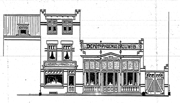 Ontwerp v/d verbouwing v/m Depot der Brouwerij de Phoenix a/d Berg en Dalsche weg en Ten Hoetstraat, datum tekening augustus 1910 (D12.381044)