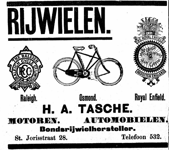 Advertentie Tasche St. Jorisstraat 28 (PGNC 16/4/1905)