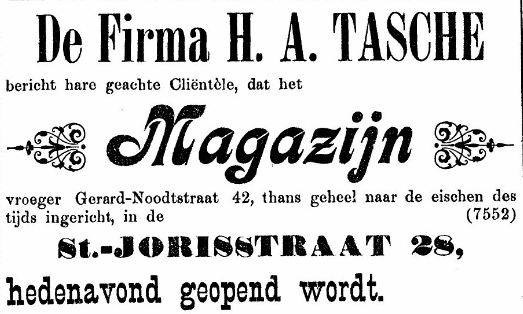 Aankondiging H.A. Tasche opening St. Jorisstraat 28 (De Gelderlander 17/12/1902)