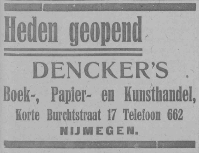 Opening Dencker's Korte Burchtstraat 17 (PGNC 17-5-1919)
