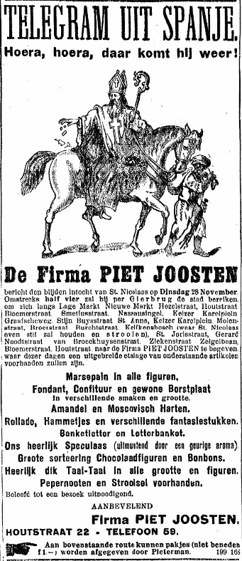 Sint komt aan via de Gierbrug, na de intocht naar Firma Piet Joosten (De Gelderlander 24/11/1922)