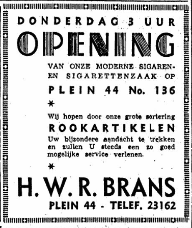 advertentie Brans Plein 1944 De Gelderlander 16/7/1952 
