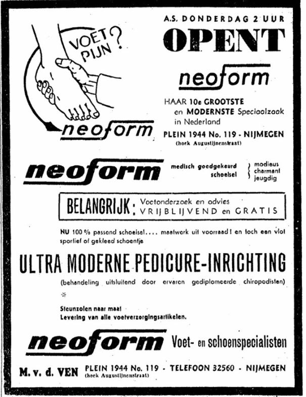 Advertentie opening Neoform M. vd Ven De Gelderlander 14/11/1956