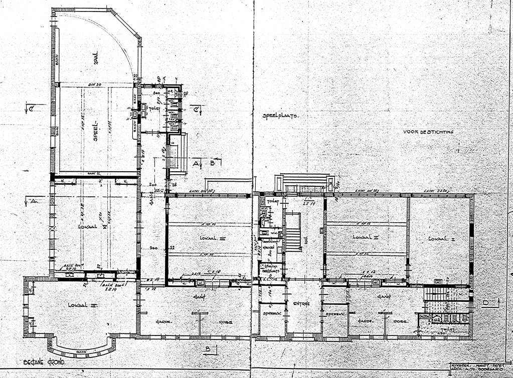 Stichting "Notre Dame" te Nijmegen verbouwing instituut tot bewaarschool, Architect "A. v/d Boogaard", datum tekening maart 1931 (D12.397857)