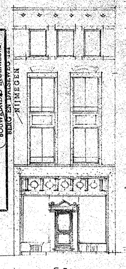 Voorstel voor het bouwen van een apotheek gelegen a/d Burchtstraat te Nijmegen v.r.v. N.V. Ijzerhandel Gebr v. Campen, Architectenbureau J.G. Deur en C. Pouderoyen, datum tekening 20-11-1952, wijziging 28-8-1953 (D12.415818)
