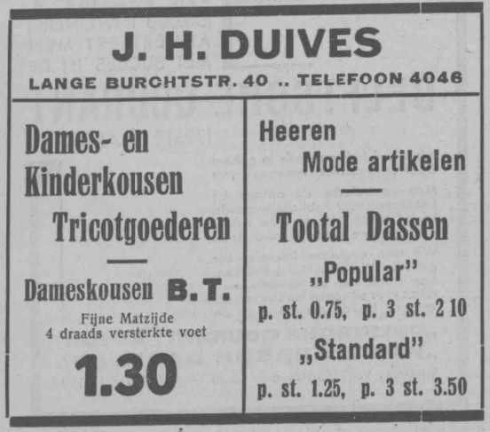 Advertentie Duives Lange Burchtstraat 40 (PGNC 3-9-1935)