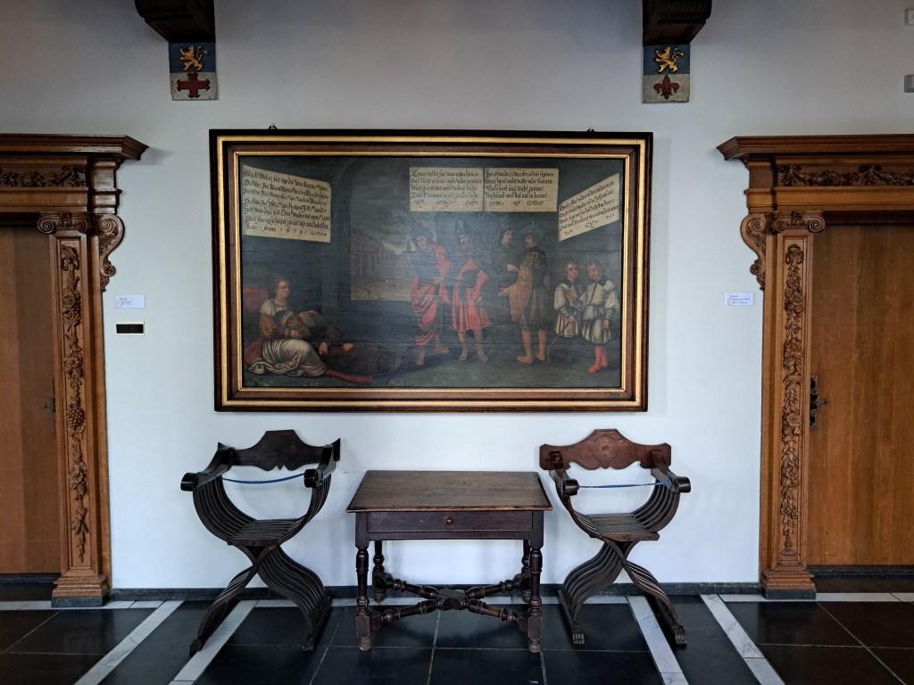 Het Raadsel van Nijmegen in de Schepenzaal. Schilderij van Pouwels van Schoten uit 1619 (Open Monumentendag 10-9-2024)