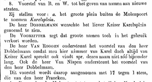 Gemeenteraad 8-1-1880: Keizer Karelsplein (PGNC 4/1/1880)