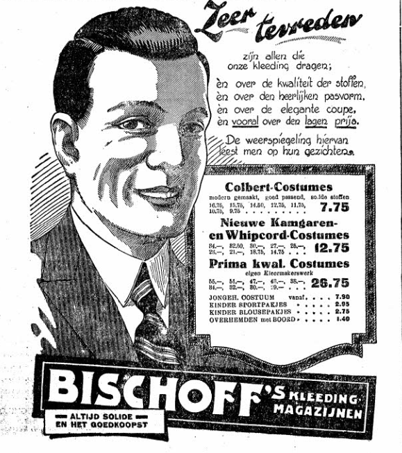 Advertentie Bischhoff's Kleeding Magazijnen (De Gelderlander 9/4/1926)