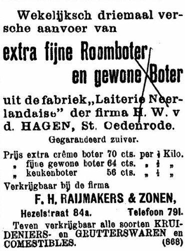 Raijmakers Lange Hezelstraat 84 (De Gelderlander 15/2/1902)