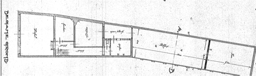 Plan voor het bouwen van een pakhuis achter het perceel Lange Hezelstraat no 84b te Nijmegen, Kad. bekend gem Nijmegen Sectie C No…, datum dossier 15-12-1925)