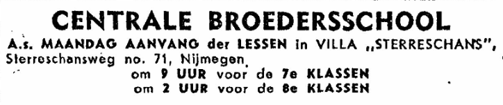 Centrale Broederschool, Villa Sterreschans, Sterreschansweg 71 (De Gelderlander 15/11/1945)