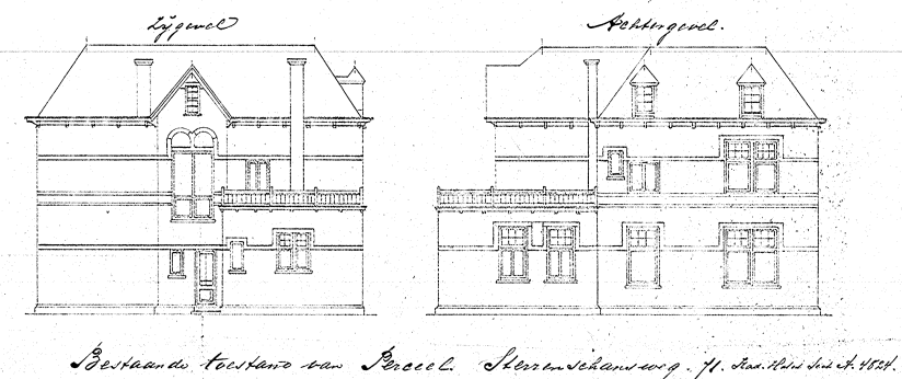 "Bestaande toestand" bij Plan tot verbouwing van Perceel gelegen Sterrenschansweg 71 Gem Hatert Sectie A 4824, datum tekening  31-12-1919 (D12.386303)