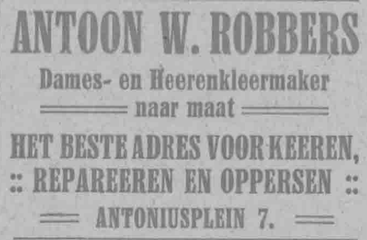 Kleermaker Robbers op Antoniusplein 14 (PGNC 16/1/1918)