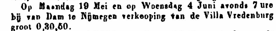 Villa Vredenburg te koop (De Gelderlander 1/5/1879)