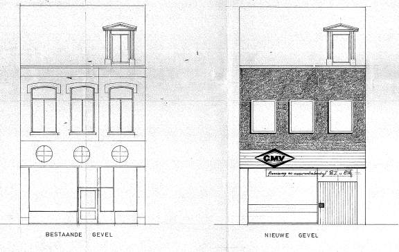 Schetsontwerp verbouwing bestaand pand van Welderenstraat 106 tot Kantoor voor De Weled heer B J van Elk te Beuningen, Arch Buro J.H. ten Have Barbarossastr 64 Nijmegen, datum bouwdossier 17-12-1968 (D12.472153)