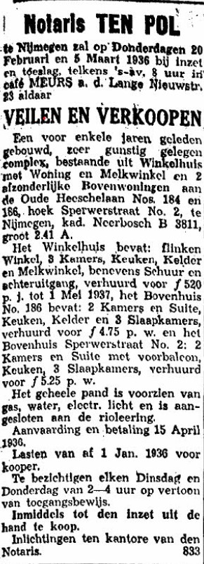 Sperwerstraat 2 De Gelderlander 15/2/1936
