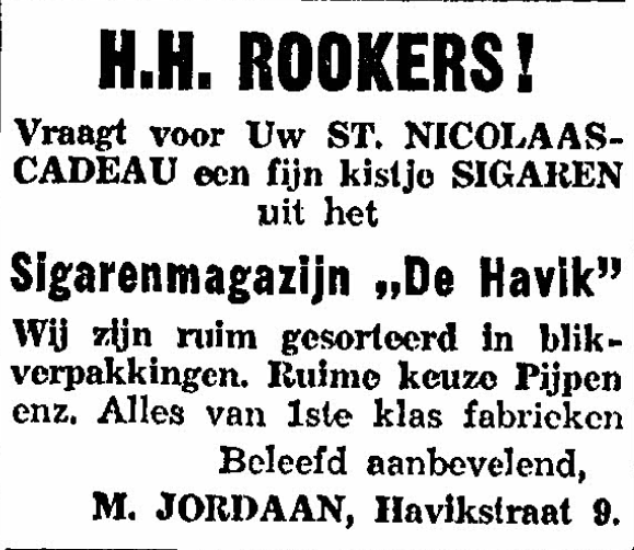 Sigarenmagazijn de Havik, Havikstraat 9 (De Gelderlander 28/11/1933_