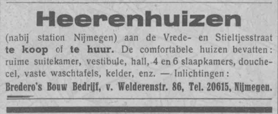 Vrede- en Stieltjesstraat (PGNC 15/10/1938)