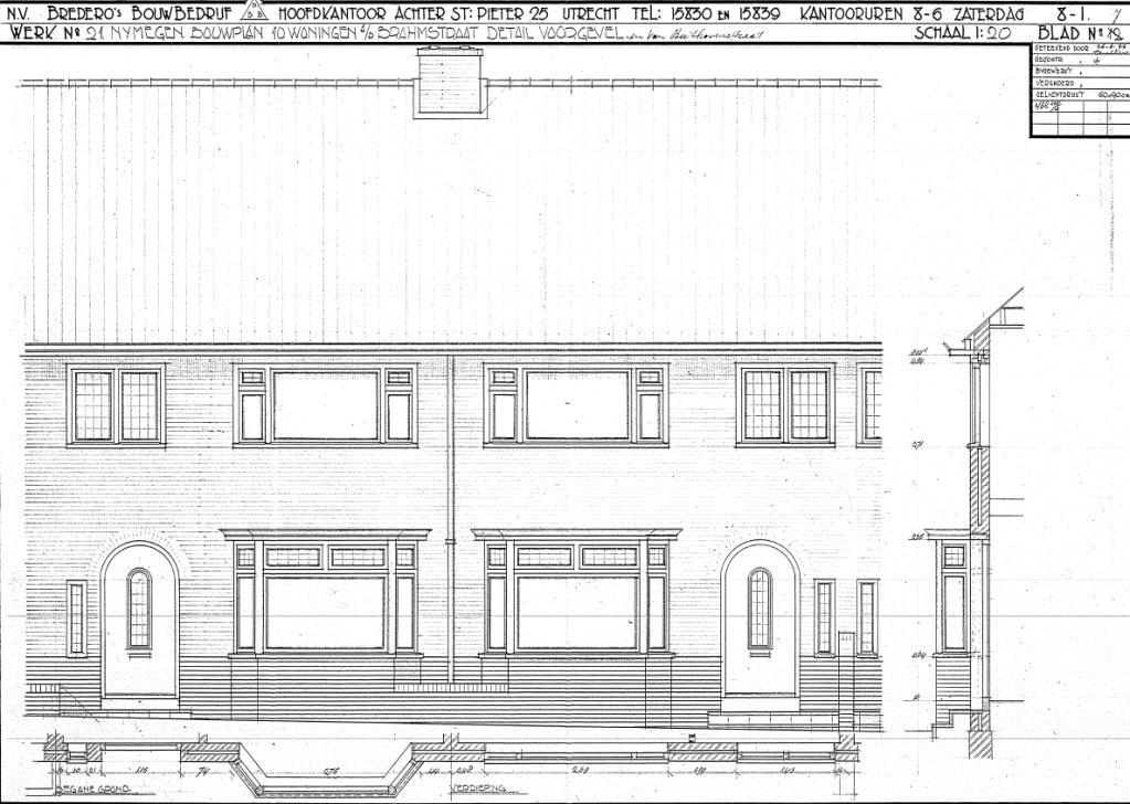 Werk No 21 Bouwplan 10 woningen a/d Brahmstraat, datum tekening 26-6-1936 (D12.402302)