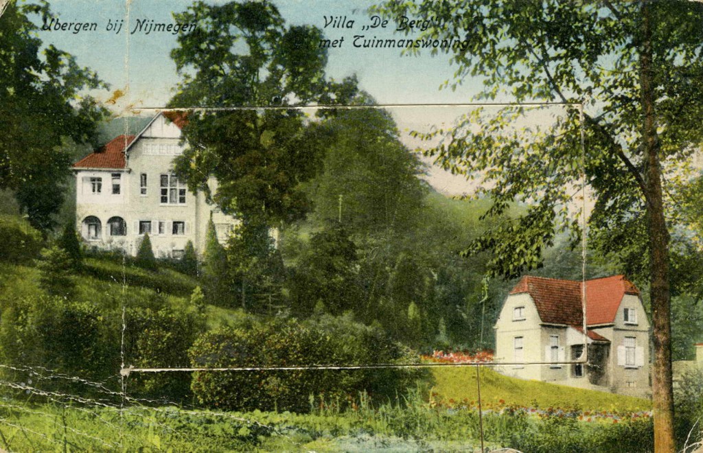 Villa 'Den Berg' met de dienstwoning, op het perceel de 'Kikkerenburg' ('Kikkerenberg'), van de Nijmeegse papierfabrikant Gerrit Pieter Schuller, gebouwd omstreeks 1917. Op 18 september 1944 wordt de villa door de Duitsers in brand geschoten en in 1952 afgebroken. De voormalige tuinmanswoning staat er nog, nu Pompweg 5, 1920-1925 (F89525 RAN)
