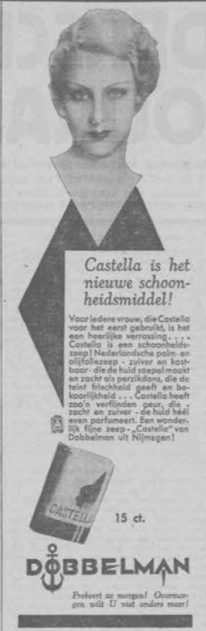 Advertentie Castella zeep van Dobbelman (PGNC 5/3/1934)