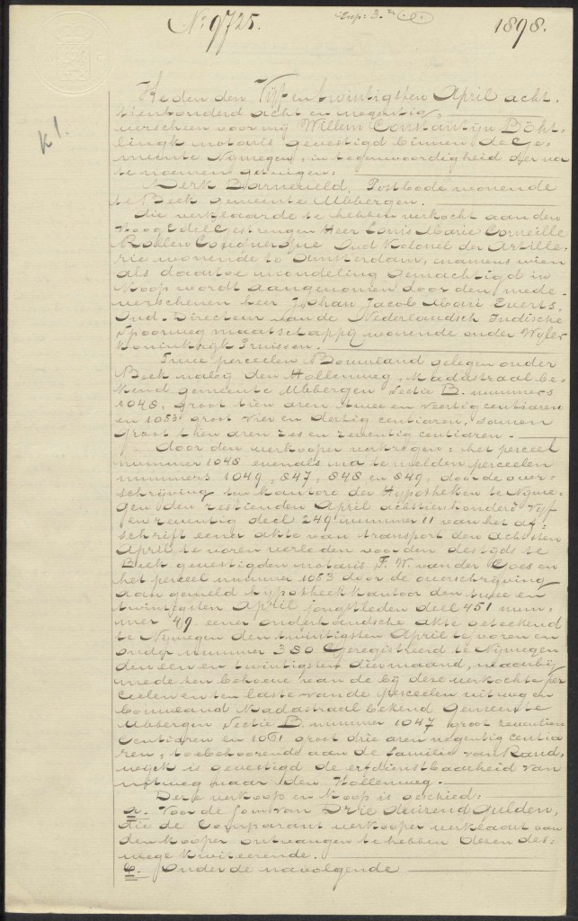 Koopcontract Rollin Couquerque voor bouwland (Invnr 372, archiefnr 440, actenr 9725)