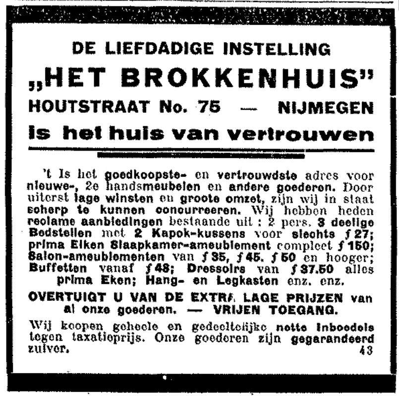 Advertentie Het Brokkenhuis (De Gelderlander 28-5-1930)
