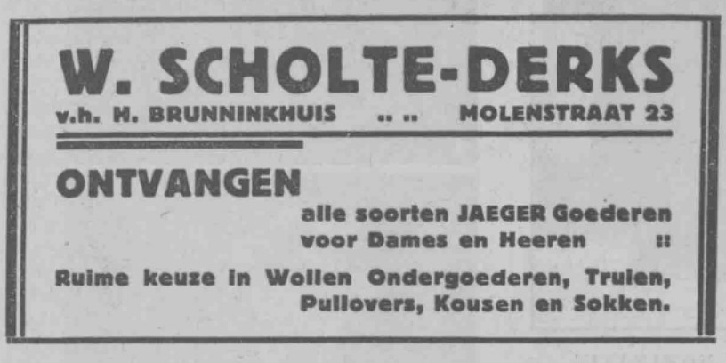 Advertentie Scholte-Derks Molenstraat (PGNC 23-9-1932)