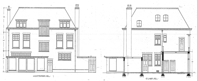 Ontwerp villa voor den Weled. Heer N. Dreesmann a/d Oranjesingel, datum op bouwtekening D12.381520: November 1909 (D12.381522)