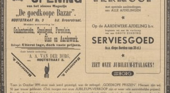 Advertentie 50-jarig jubileum v.d. Borg ( Nijmeegsch dagblad, 24-10-1949)