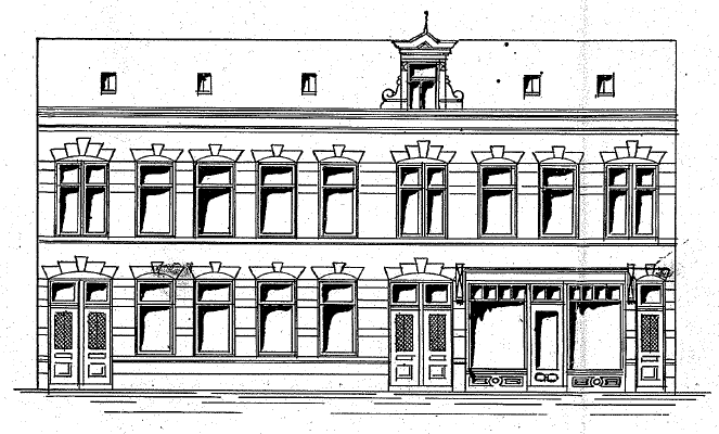 Plan voor 2-Beneden en Bovenwoningen en 1 Winkelhuis, Uitvoerder J.P.W. Bieling, Eigenaar Th. Lamers, datum bouwdossier 15-7-1902 (D12.378309)
