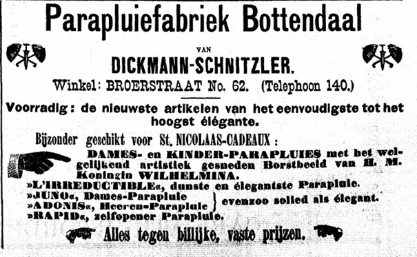 Parapluiefabriek Bottendaal van Dickmann-Schnitzler (PGNC 4/12/1892)