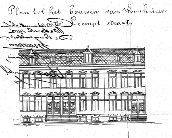 Plan tot het Bouwen van Woonhuizen aan de Leempt straat, eigenaar en uitvoerder: G Buskens, datum dossier 8-4-1902 (D12.378394)