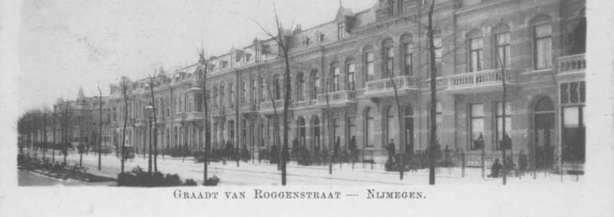 Vanuit de Graadt van Roggenstraat in de richting van de Barbarossastraat, 1900 (F32303 RAN) Hunnerberg