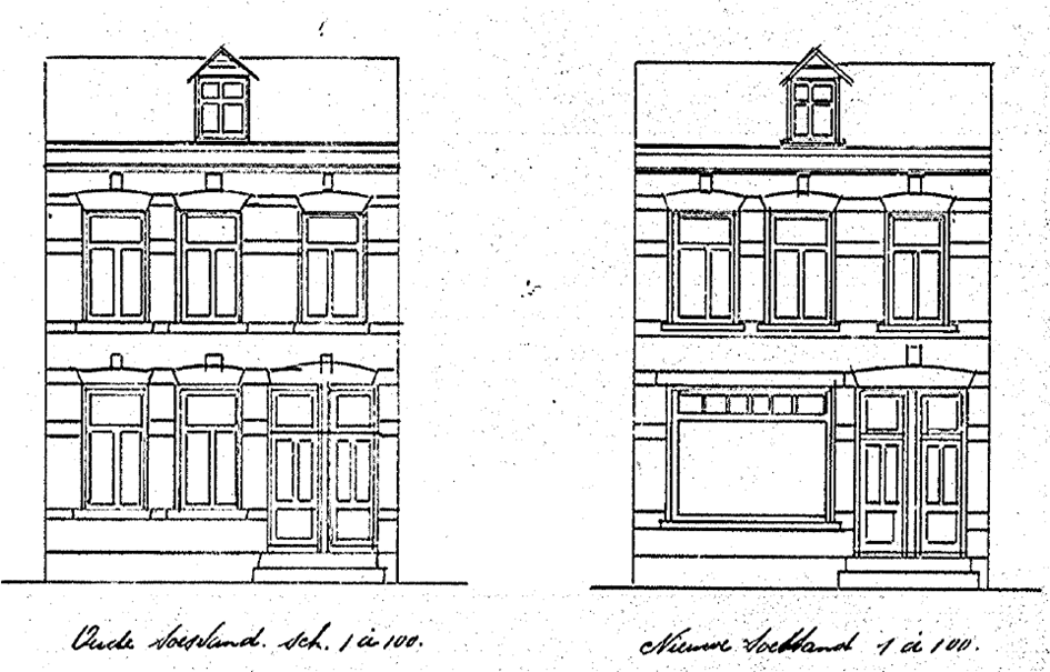 Plan tot het verbouwen van een woonhuis tot winkelhuis van een perceel gelegen aan de Weurtscheweg Kad. Bekend Gem. Neerbosch Sectie A No 808, Eigenaar J.P. Jansen (?), datum bouwdossier 7-10-1924 (D12.389161)